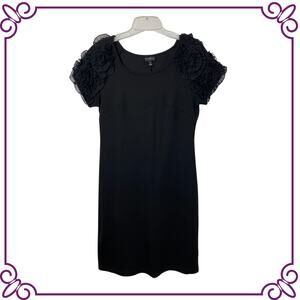 En Focus Studio Black Floral Detail Short Sleeve Shift Dress Size 8